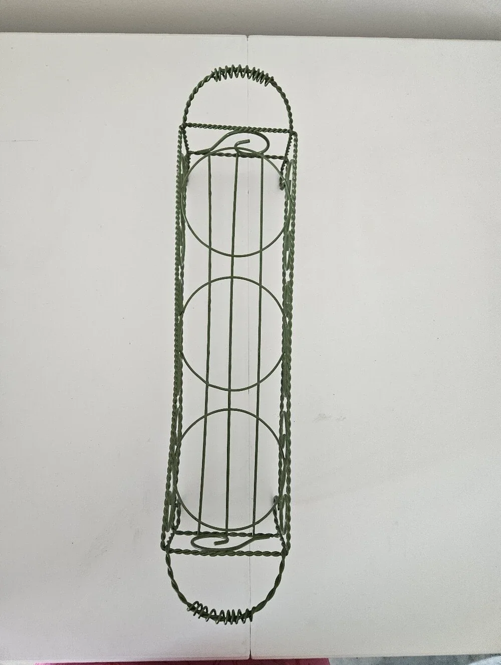 VTG Green Coated French Wire 3-Pot / Jar Plant Holder | SZ 19